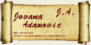 Jovana Adamović vizit kartica